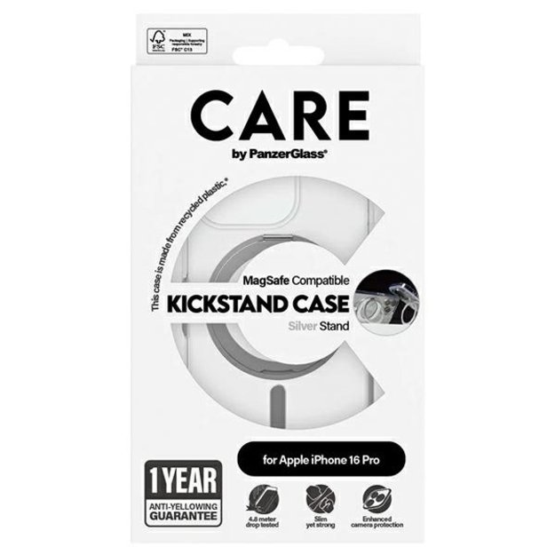 CARE by PanzerGlass Feature Kickstand Case iPhone 16 Pro 6.3&quot  silver/silver MagSafe 1326 4