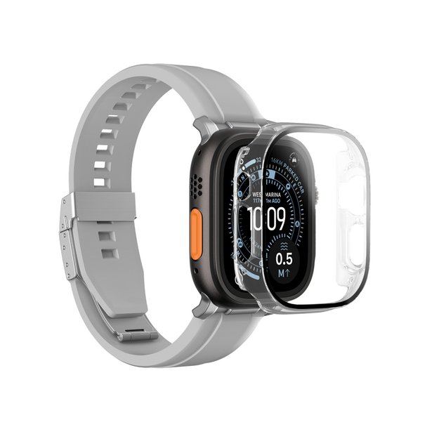 AmazingThing Radix Glass Screen Protector with Case for Apple Watch UItra 3 49mm - Clear 4