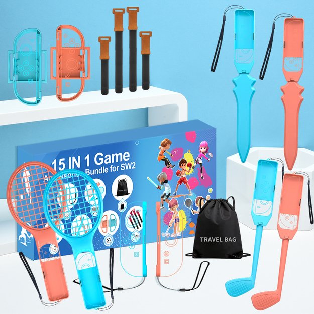 Nintendo Switch 15-in-1 Family Accessory Pack 2 - Orange and Blue Set 1