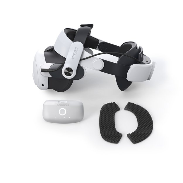 BoboVR M3 Pro strain relief strap for Meta Quest 3 VR goggles + BoboVR B2 battery - white and black 1