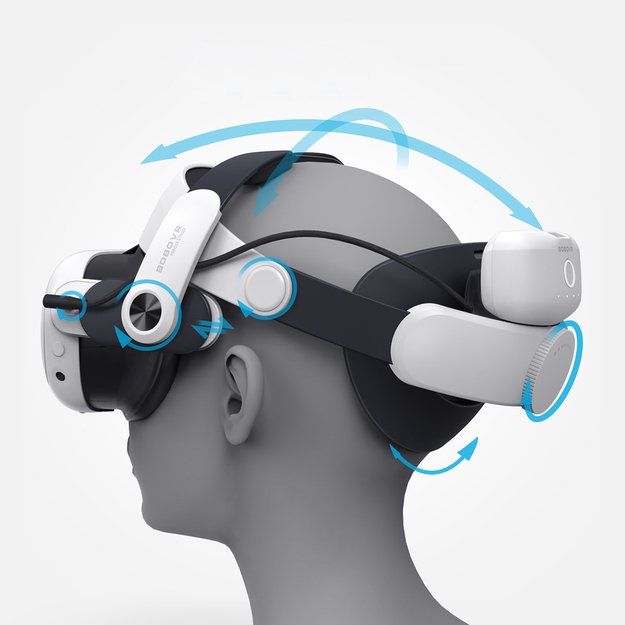 BoboVR M3 Pro strain relief strap for Meta Quest 3 VR goggles + BoboVR B2 battery - white and black 2
