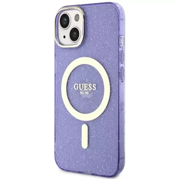 Guess Glitter Gold MagSafe case for iPhone 14 - purple 8