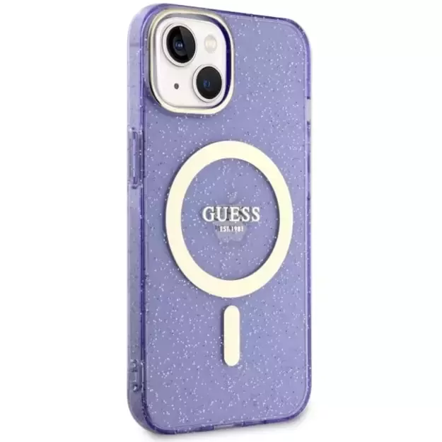 Guess Glitter Gold MagSafe case for iPhone 14 - purple 10