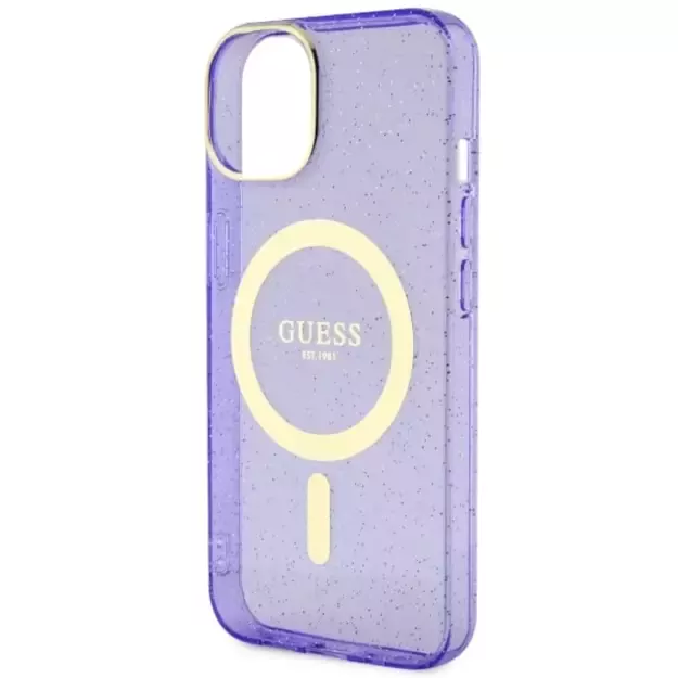 Guess Glitter Gold MagSafe case for iPhone 14 - purple 12