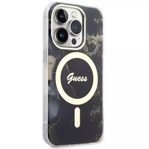 Guess GUHMP14XHTMRSK iPhone 14 Pro Max 6.7&quot  black/black hardcase Golden Marble MagSafe 1