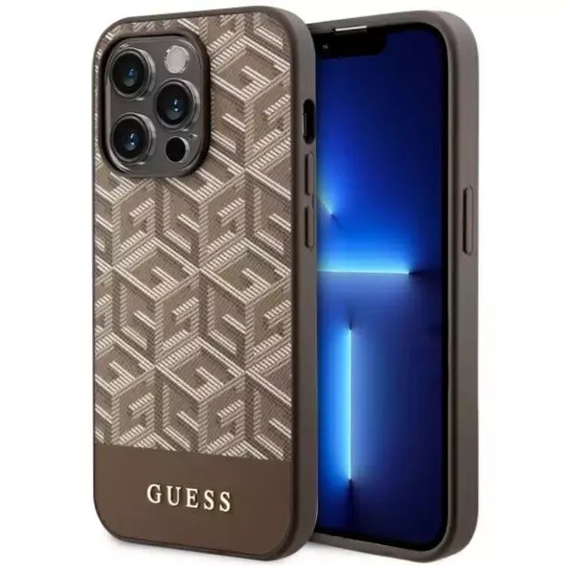Guess GUHMP14LHGCFSEW iPhone 14 Pro 6.1  brown/brown hard case GCube Stripes MagSafe