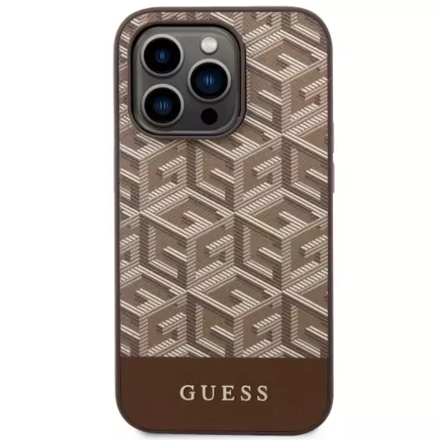 Guess GUHMP14LHGCFSEW iPhone 14 Pro 6.1  brown/brown hard case GCube Stripes MagSafe 9
