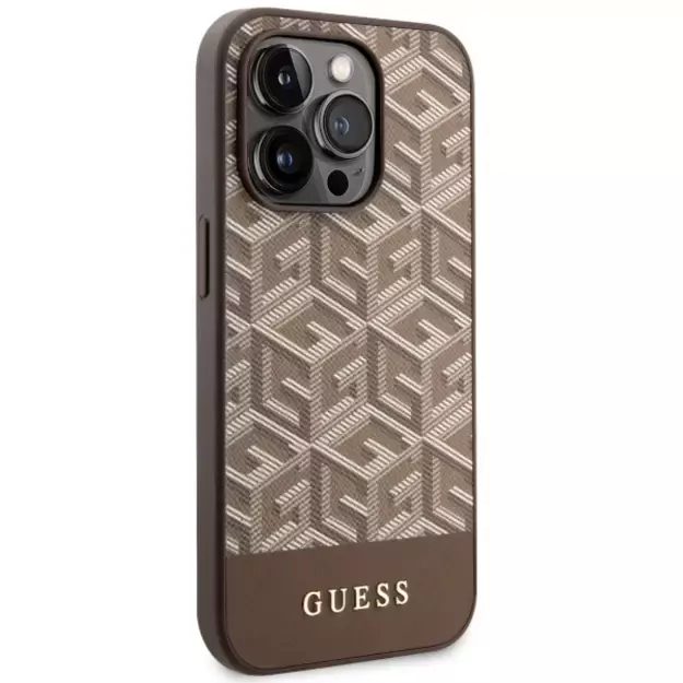 Guess GUHMP14LHGCFSEW iPhone 14 Pro 6.1  brown/brown hard case GCube Stripes MagSafe 10