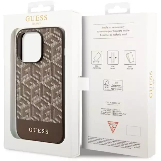 Guess GUHMP14LHGCFSEW iPhone 14 Pro 6.1  brown/brown hard case GCube Stripes MagSafe 14