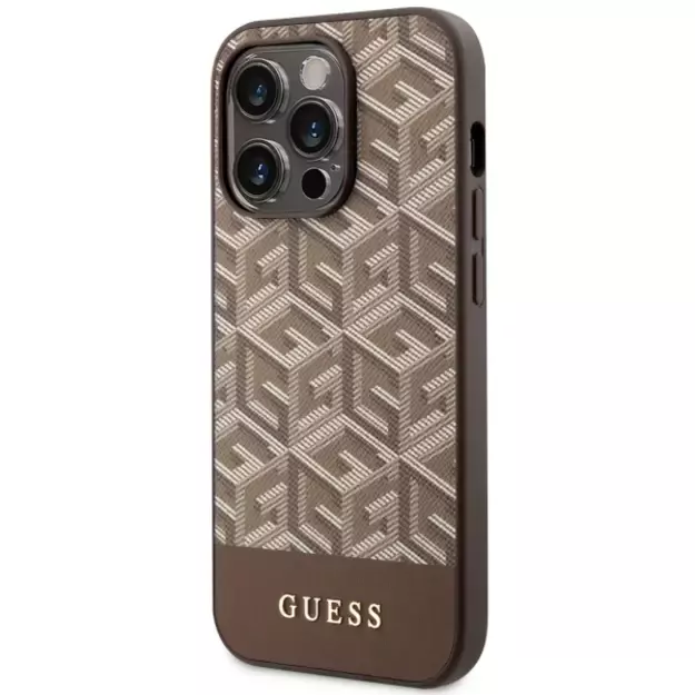 Guess GUHMP14LHGCFSEW iPhone 14 Pro 6.1  brown/brown hard case GCube Stripes MagSafe 8