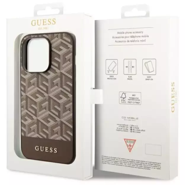 Guess GUHMP14XHGCFSEW iPhone 14 Pro Max 6.7  brown/brown hard case GCube Stripes MagSafe 14