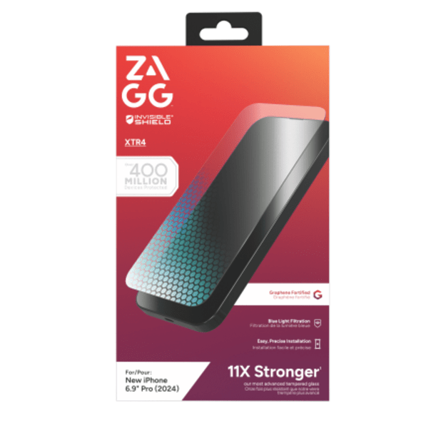 ZAGG InvisibleShield Glass XTR4 Graphene Screen Protector with Blue Light Filter for iPhone 16 Pro Max
