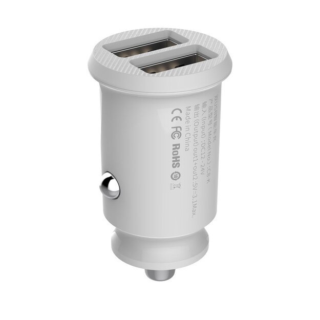 Baseus Grain Car Charger CCALL-ML02 mini charger 2x USB-A 3.1A - white 2