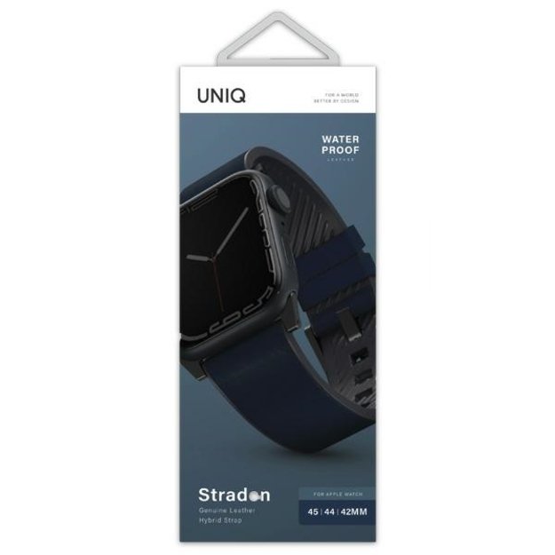 Uniq Straden Leather Hybrid Strap for Apple Watch 1/2/3/4/5/6/7/8/SE/SE2/Ultra 42/44/45/49mm - blue 2