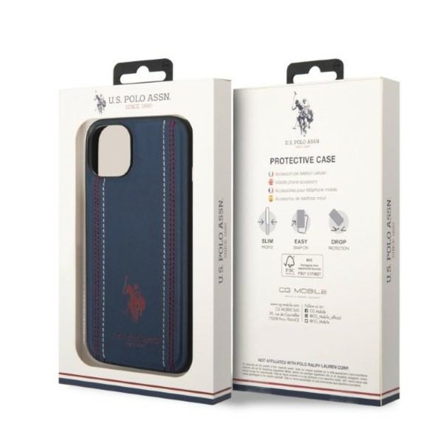 US Polo USHCP14MPFAV iPhone 14 Plus 6.7&quot  navy/navy blue Leather Stitch 7