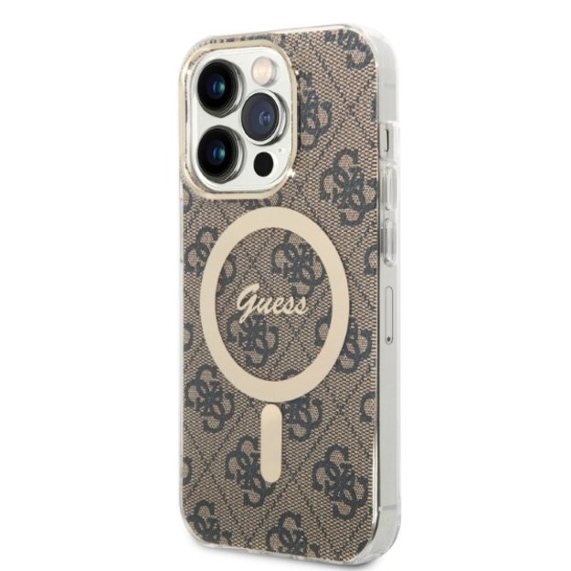 Set Guess GUBPP14LH4EACSW Case+ Charger iPhone 14 Pro 6.1  brown/brown hard case 4G Print MagSafe 1