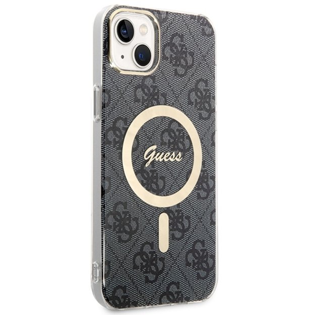 Set Guess GUBPP14SH4EACSK Case+ Charger iPhone 14 6.1  black/black hard case 4G Print MagSafe 3