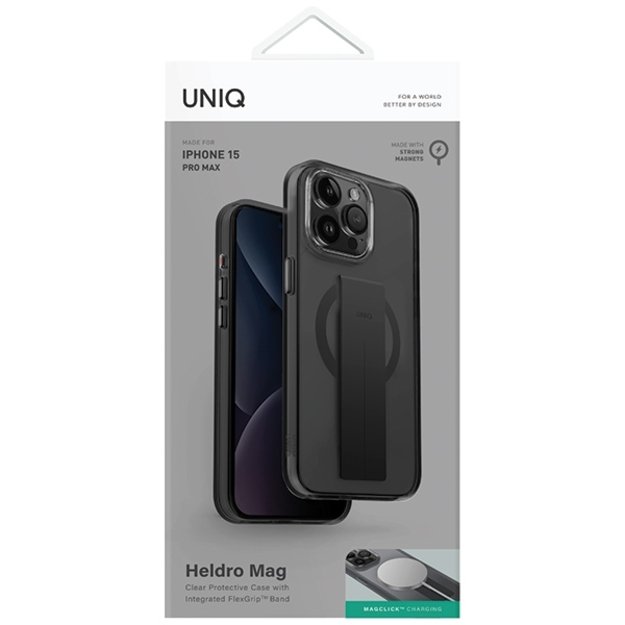 Uniq Heldro Mag Magclick Charging case for iPhone 15 Pro Max - black 1