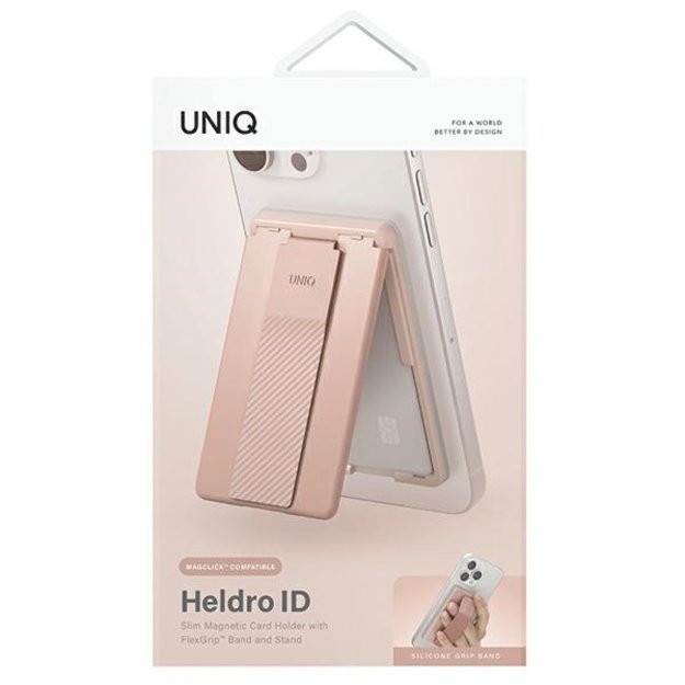 Uniq Heldro ID magnetic wallet with support and wristband - pink 9