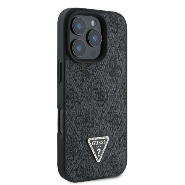 Guess Leather 4G Triangle Strass MagSafe Case for iPhone 16 Pro Max - Black 3