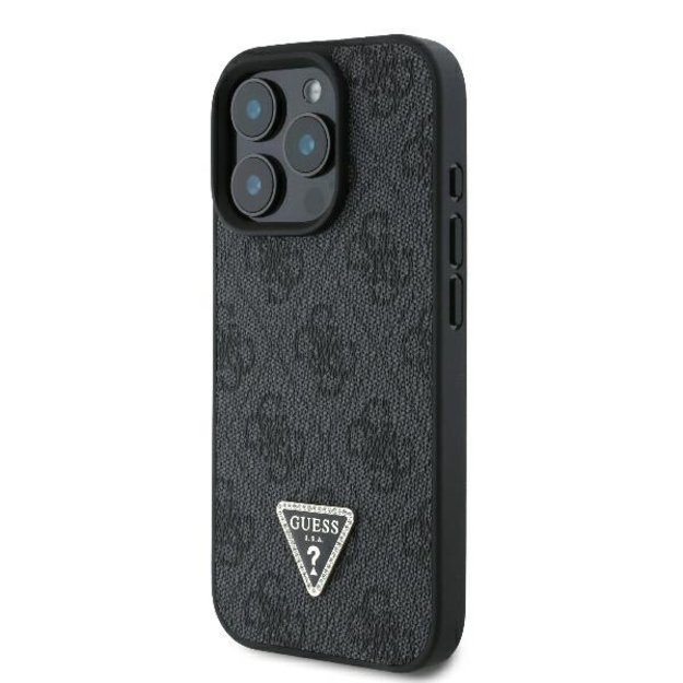 Guess Leather 4G Triangle Strass MagSafe Case for iPhone 16 Pro Max - Black 1