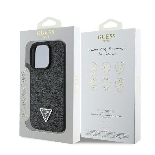 Guess Leather 4G Triangle Strass MagSafe Case for iPhone 16 Pro Max - Black 7