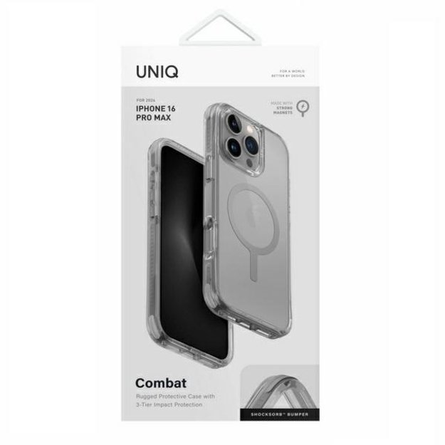 Uniq Combat Magclick Charging Case for iPhone 16 Pro Max - Gray 3
