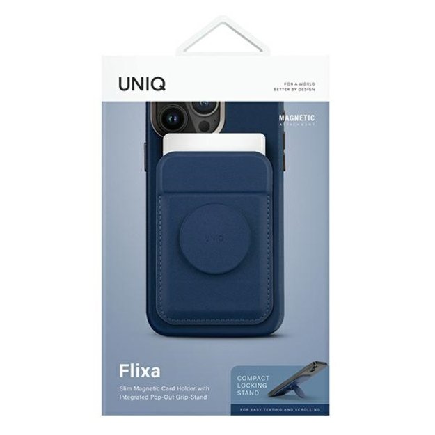 Uniq Flixa magnetic card wallet with stand navy blue 1