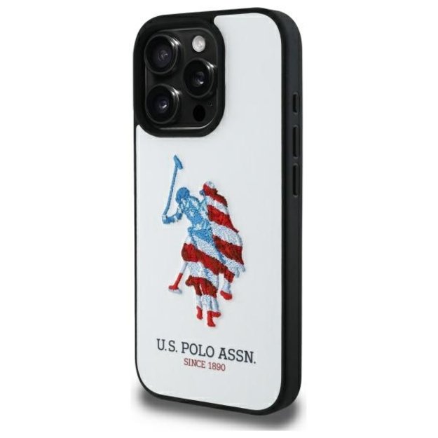 US Polo USHCP15XPUSH iPhone 15 Pro Max 6.7&quot  white/white Leather Big DH American Flag