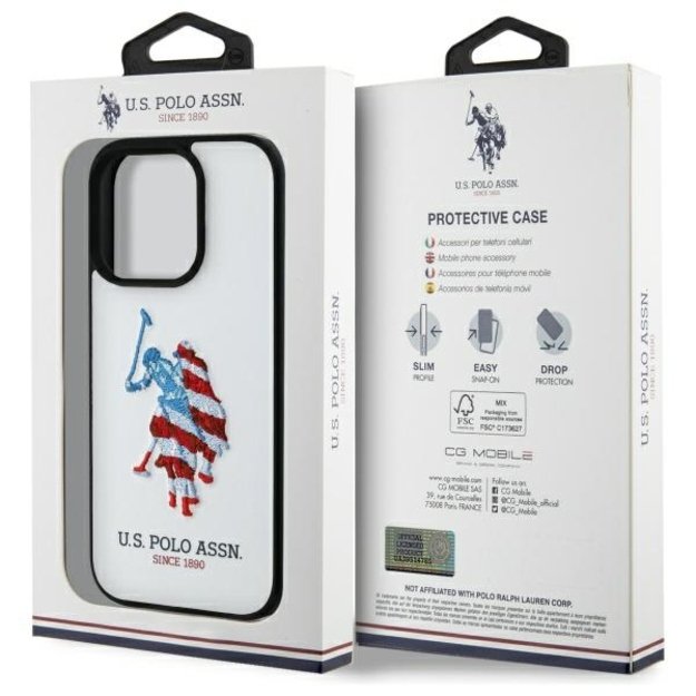 US Polo USHCP15XPUSH iPhone 15 Pro Max 6.7&quot  white/white Leather Big DH American Flag 4