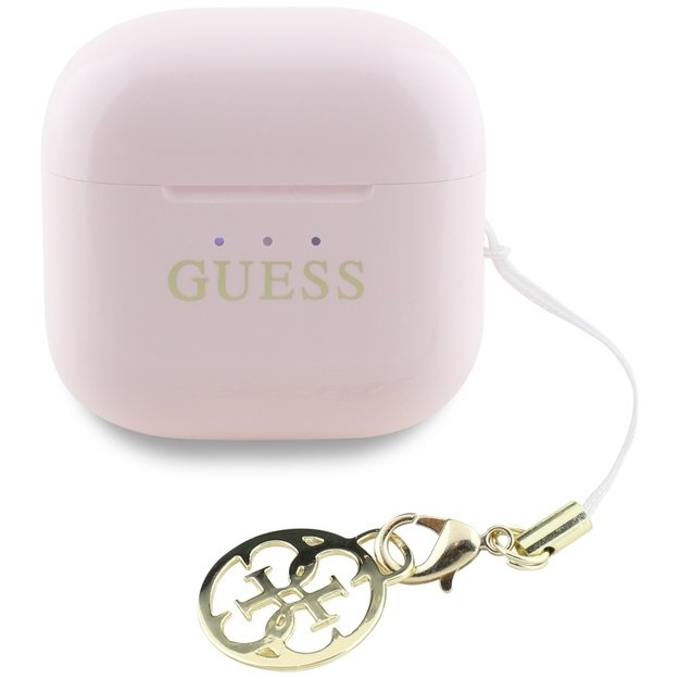 TWS Guess Glossy Effect Printed Classic Logo &amp  Charm Headphones - Pink 2