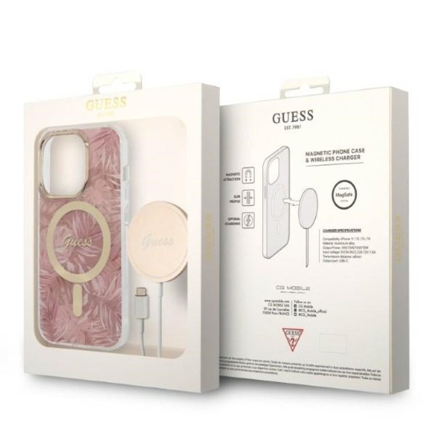 Guess MagSafe case + charger set for iPhone 14 Pro 6.1&quot  - pink 9