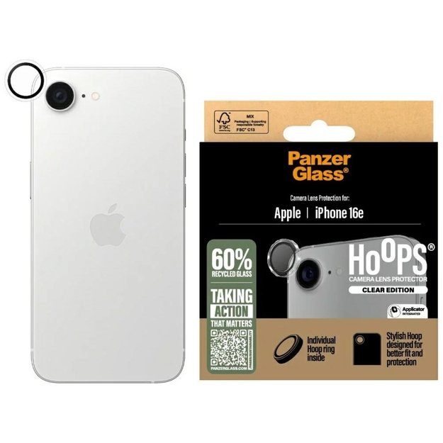 PanzerGlass Hoops Lens Protector for iPhone 16e - Clear Tempered Glass