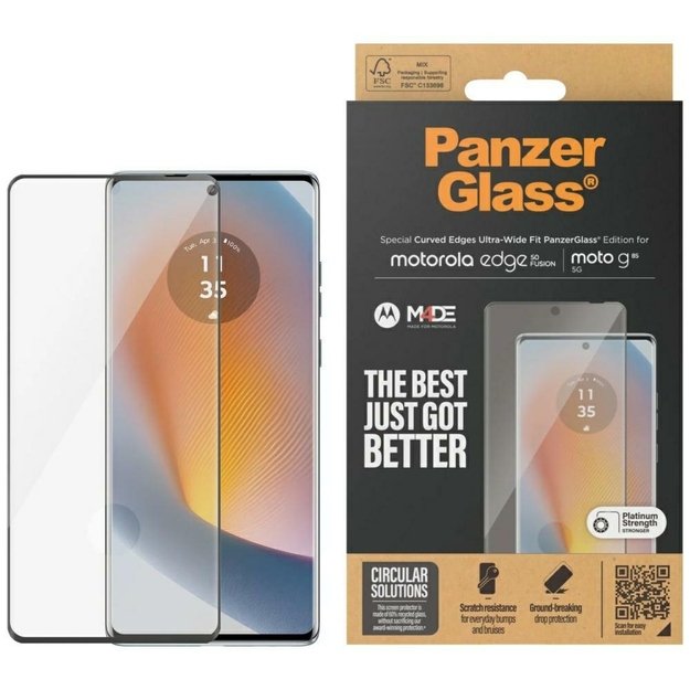 PanzerGlass Ultra-Wide Fit Tempered Glass for Motorola Edge 50 Fusion / Moto G85