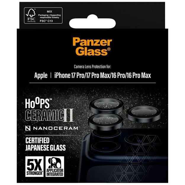 PanzerGlass Hoops Ceramic II Camera Lens Glass for iPhone 17 Pro / 17 Pro Max / 16 Pro / 16 Pro Max - Black 4
