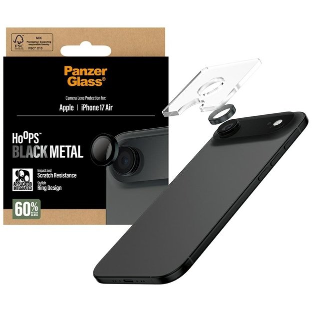 PanzerGlass Hoops Tempered Glass Lens Screen Protector for iPhone Air Black 3