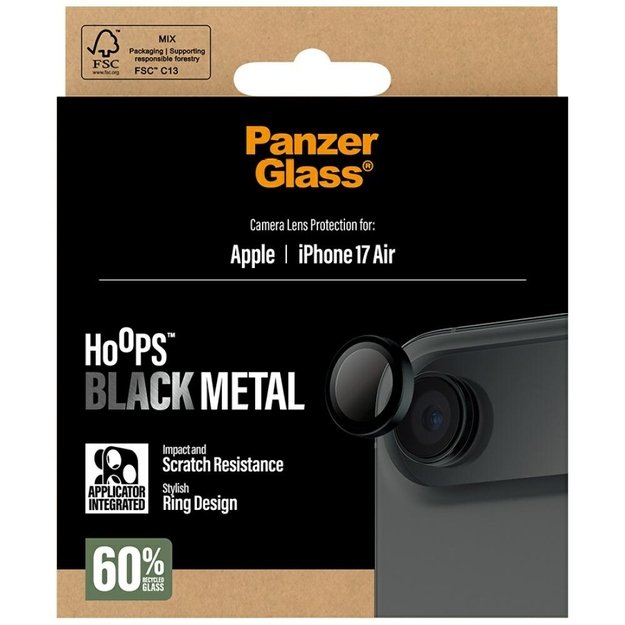 PanzerGlass Hoops Tempered Glass Lens Screen Protector for iPhone Air Black 4