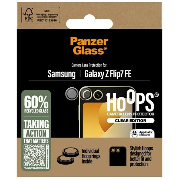 PanzerGlass Hoops Tempered Glass Lens Screen Protector for Samsung Galaxy Z Flip7 FE 3