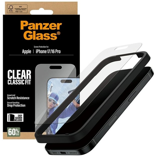 PanzerGlass Classic Fit EasyAligner Tempered Glass for iPhone 17 / 16 Pro 3