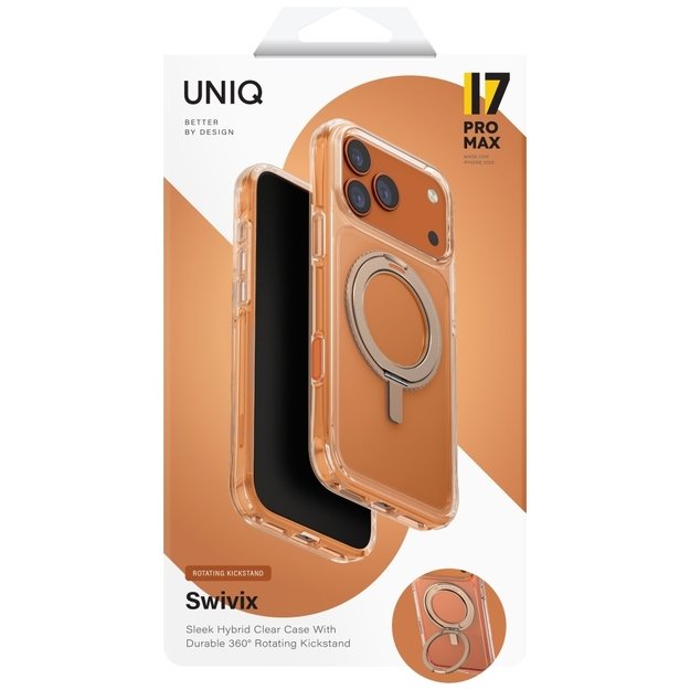 Uniq Swivix Rotating Kickstand 360 Case for iPhone 17 Pro Max - Gold 5