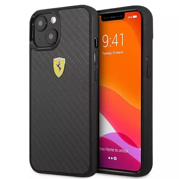 Ferrari FEHCP13SFCABK iPhone 13 mini 5.4&quot  black/black hardcase On Track Real Carbon