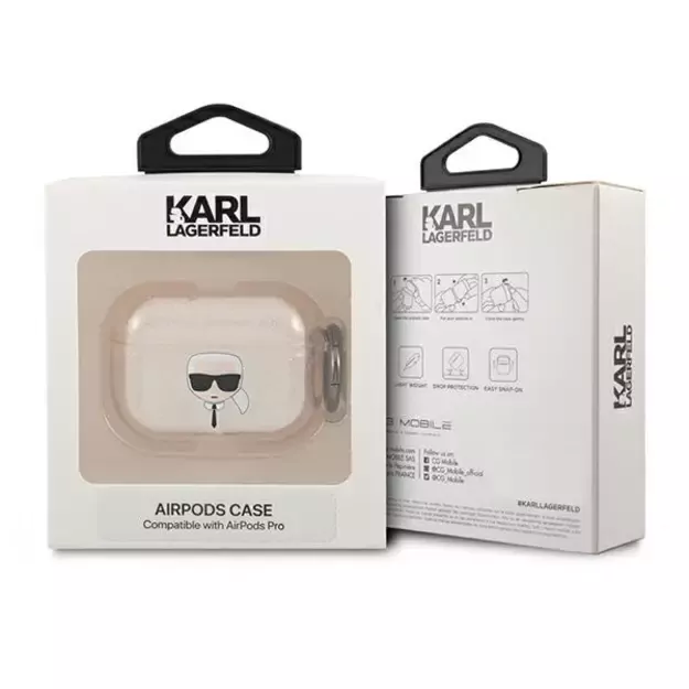 Karl Lagerfeld KLAPUKHGD AirPods Pro cover złoty/gold Glitter Karl`s Head 2