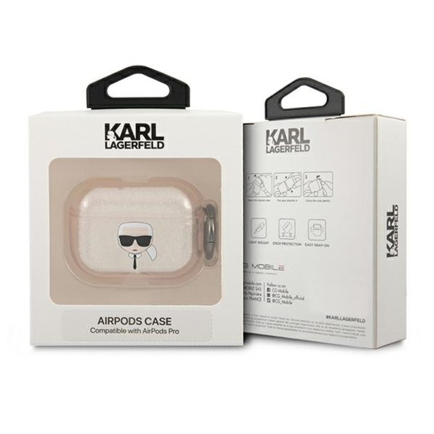 Karl Lagerfeld KLAPUKHGD AirPods Pro cover złoty/gold Glitter Karl`s Head 4