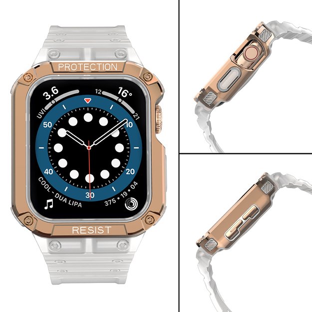 Protect Strap Band for Apple Watch 38/40/41mm Armored Case Strap - Transparent, Rose Gold 11