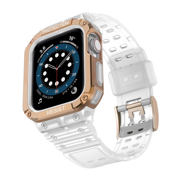 Protect Strap Band for Apple Watch 38/40/41mm Armored Case Strap - Transparent, Rose Gold 9