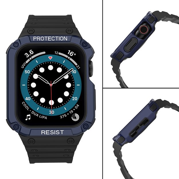 Protect Strap Band for Apple Watch 42/44/45mm Armored Case Strap - Black, Blue 3