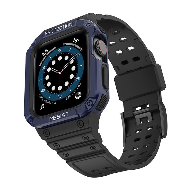 Protect Strap Band for Apple Watch 42/44/45mm Armored Case Strap - Black, Blue 1