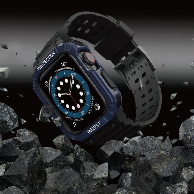 Protect Strap Band for Apple Watch 42/44/45mm Armored Case Strap - Black, Blue 5