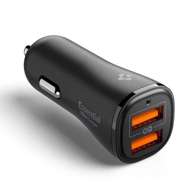 Spigen Essential EV302 30W 2-Port USB-A Car Charger - Black 1