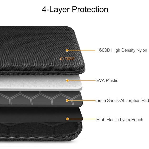Tech-Protect Hardpouch Laptop Case 13-14 - Black and Orange 1